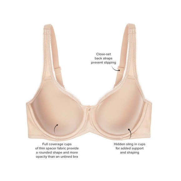 Wacoal 853192 Basic Beauty Spacer Underwire T-Shirt Bra 40DDD Sand Full Coverage - Picture 2 of 7